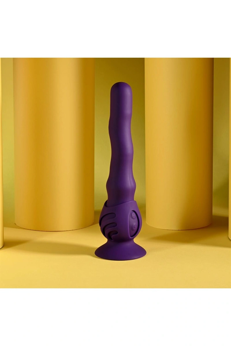 Vibrator Wiggle It cu Suport cu Ventuza, 7 Moduri Vibratii, 3 Moduri Unduire, Silicon, USB, Mov, 23.9 cm, #16, Erotic24.ro