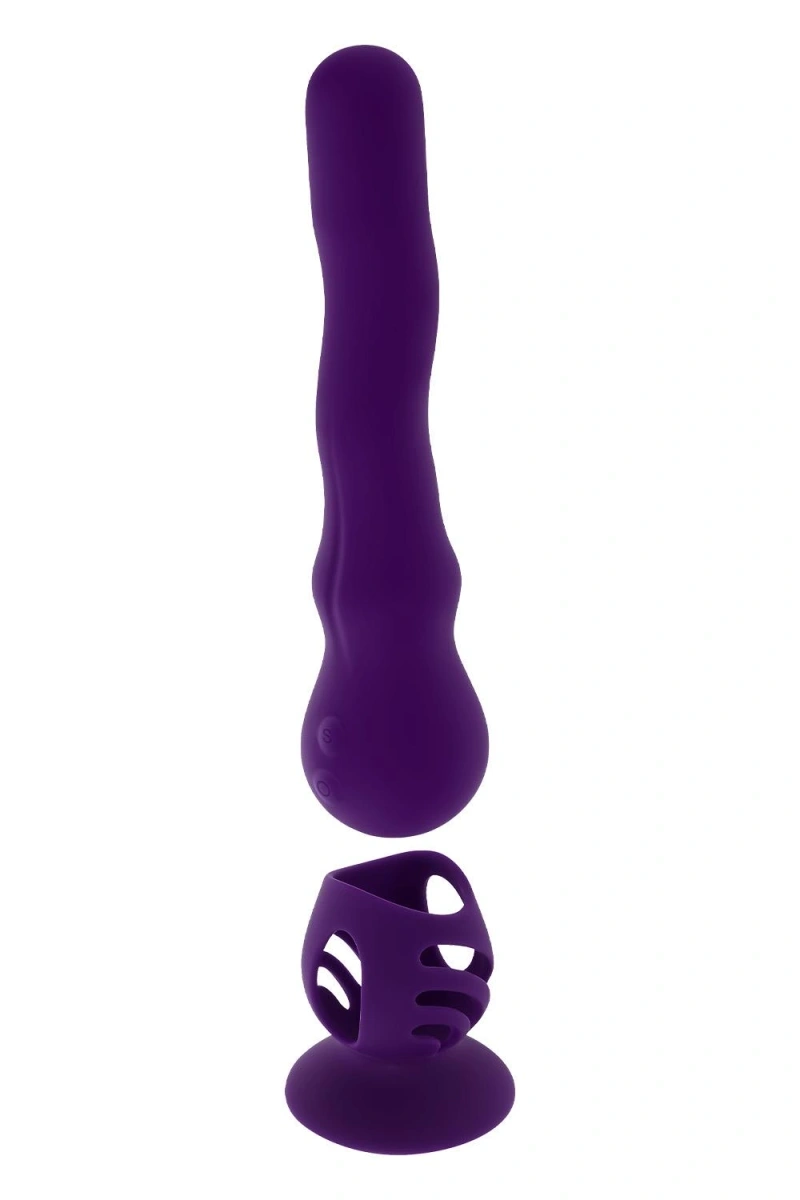 Vibrator Wiggle It cu Suport cu Ventuza, 7 Moduri Vibratii, 3 Moduri Unduire, Silicon, USB, Mov, 23.9 cm, #12, Erotic24.ro