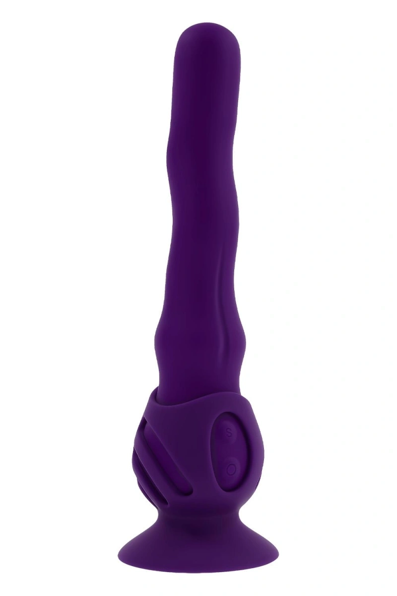 Vibrator Wiggle It cu Suport cu Ventuza, 7 Moduri Vibratii, 3 Moduri Unduire, Silicon, USB, Mov, 23.9 cm, #6, Erotic24.ro