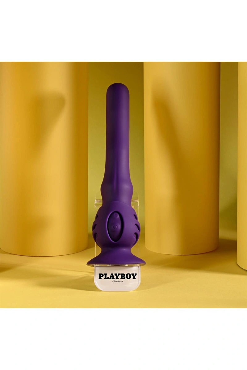 Vibrator Wiggle It cu Suport cu Ventuza, 7 Moduri Vibratii, 3 Moduri Unduire, Silicon, USB, Mov, 23.9 cm, #18, Erotic24.ro