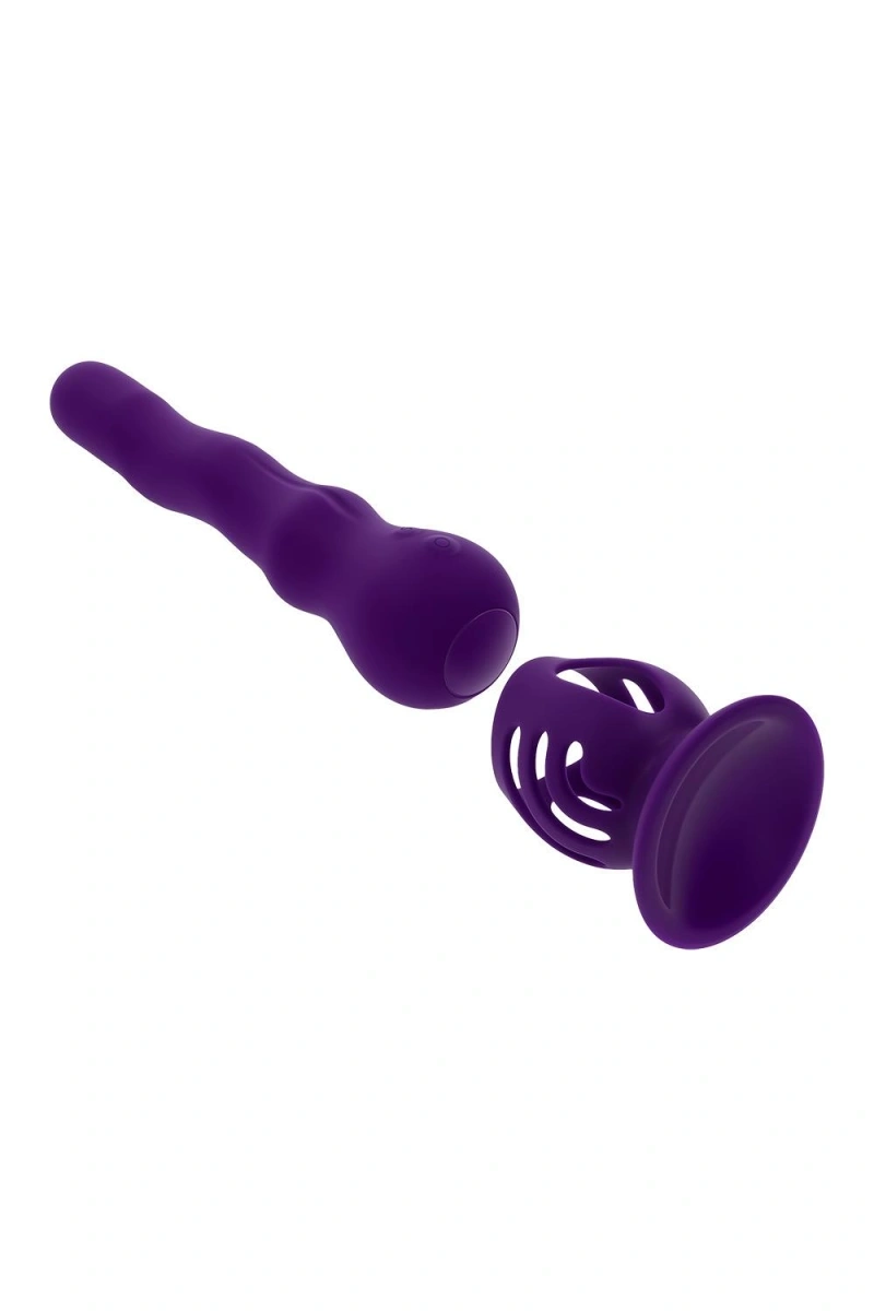 Vibrator Wiggle It cu Suport cu Ventuza, 7 Moduri Vibratii, 3 Moduri Unduire, Silicon, USB, Mov, 23.9 cm, #9, Erotic24.ro