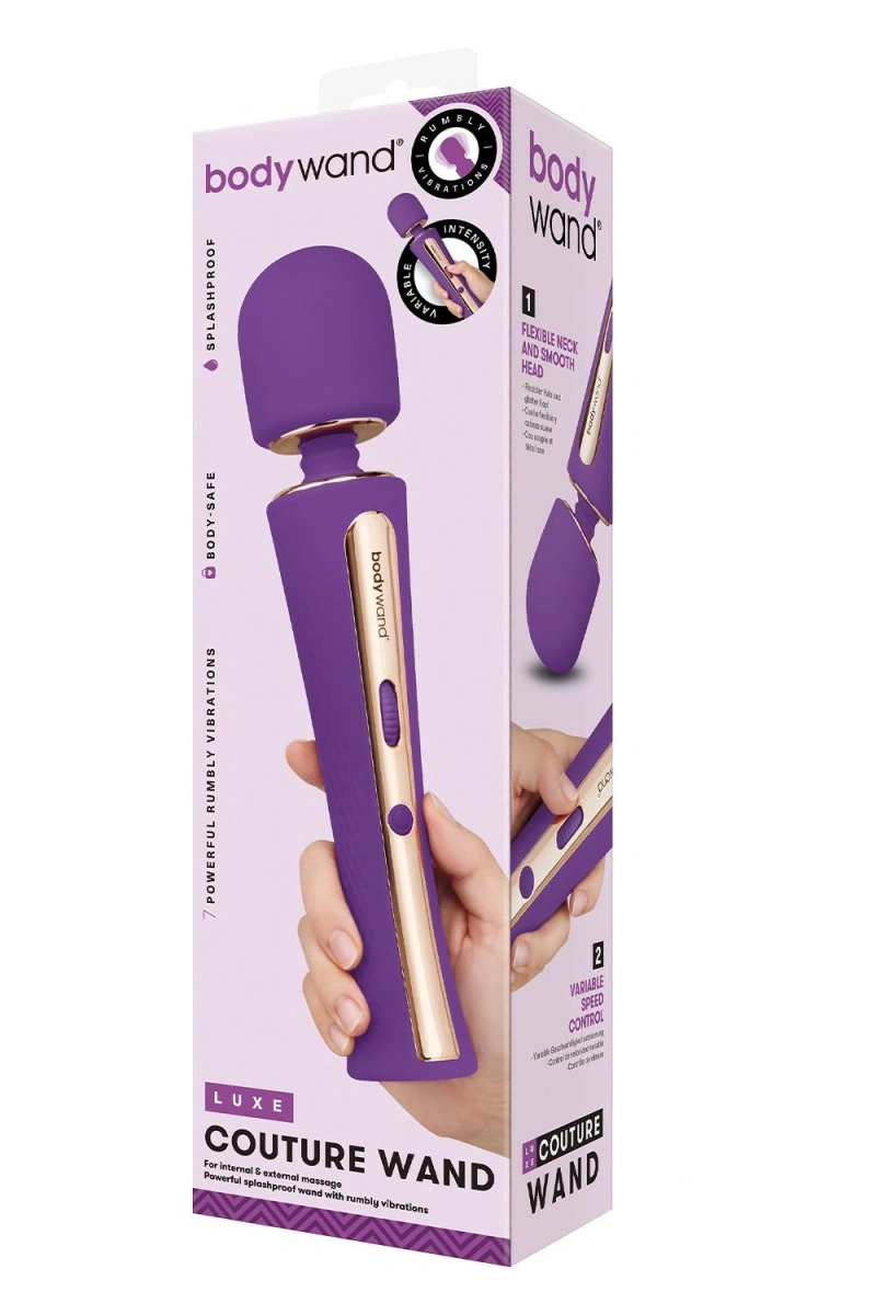 Vibrator Masaj Luxe Couture Wand, 7 Moduri Vibratii, 15 Viteze, Silicon, ABS, USB, Mov, 28.2 cm, #2, Erotic24.ro