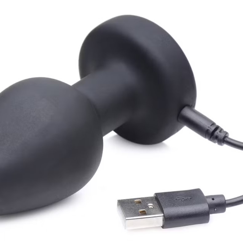 Dop Anal E-Stim Pro Remote Control, 5 Functii Vibratii + Electrosocuri, Silicon, USB, Negru, 10.4 cm, #4, Erotic24.ro