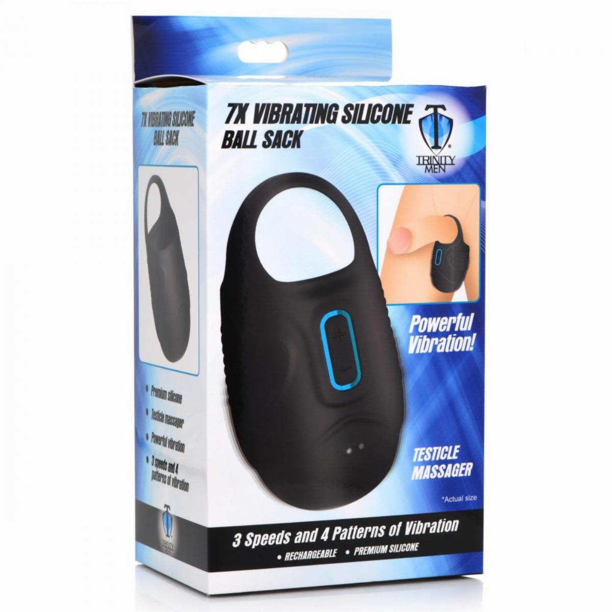 Stimulator Testicule Trinity Vibes, 7 Moduri Stimulatoare, IPX7, Silicon, USB, Negru, #7, Erotic24.ro