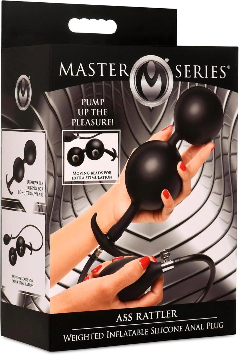 Bile Anale Gonflabile Ass Rattler cu Pompa Manuala, Silicon, Negru, 20.3 cm, #7, Erotic24.ro
