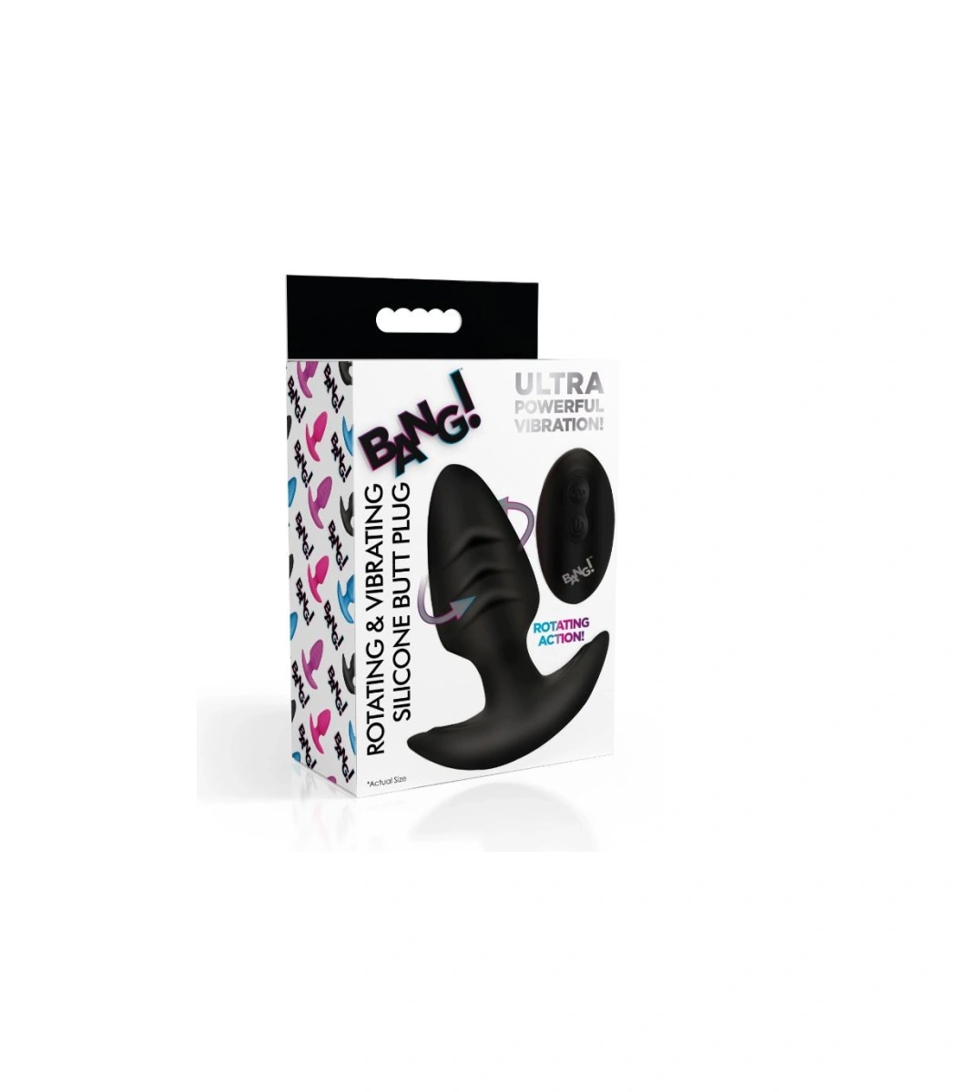 Vibrator Anal Rotativ cu Telecomanda, 7 Moduri+3 Viteze, Silicon, Negru, 9.8 cm, Nr. 2, Erotic24.ro