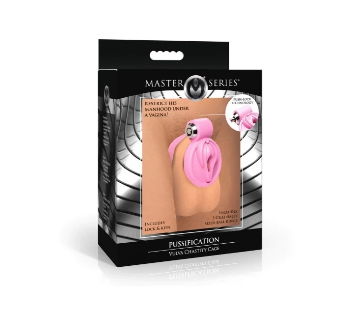 Cusca de Castitate Pussification Vulva Chastity Cage, ABS, Roz, Nr. 3, Erotic24.ro