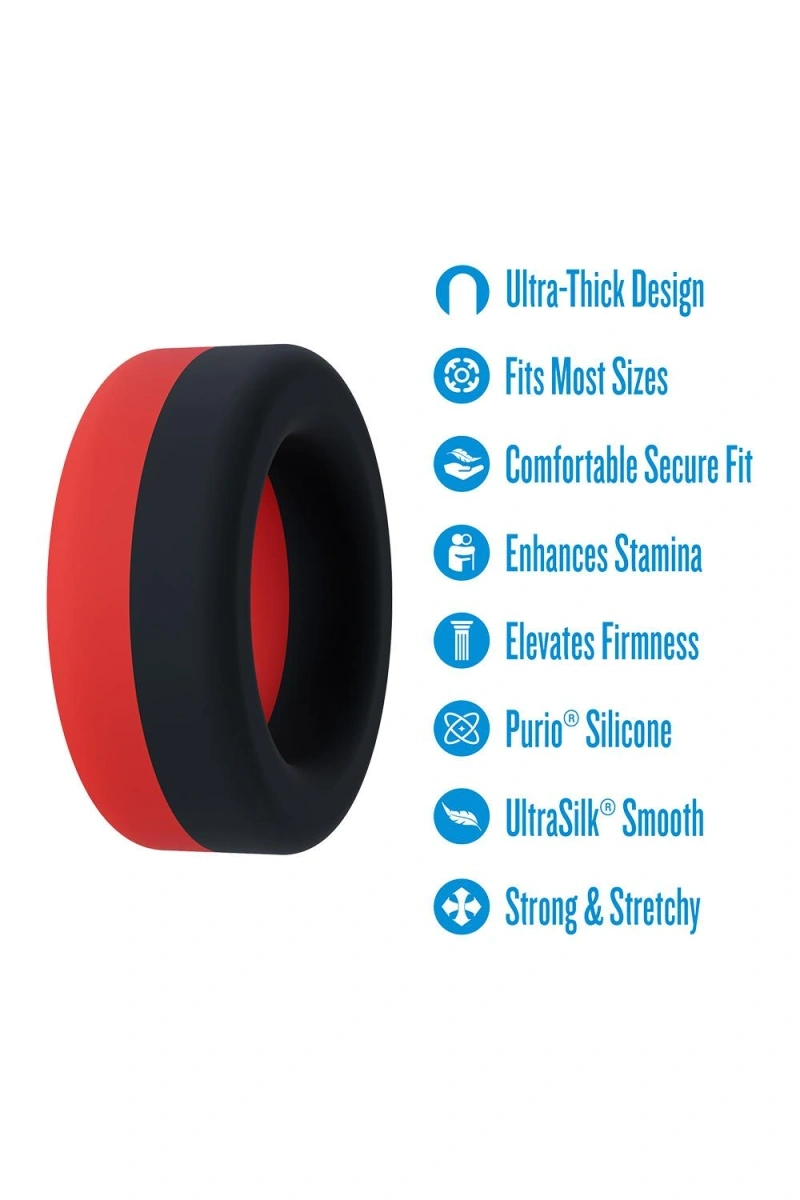 Inel de Penis TakeOff Performance Plus, Silicon Lichid, Rosu/Negru, #6, Erotic24.ro