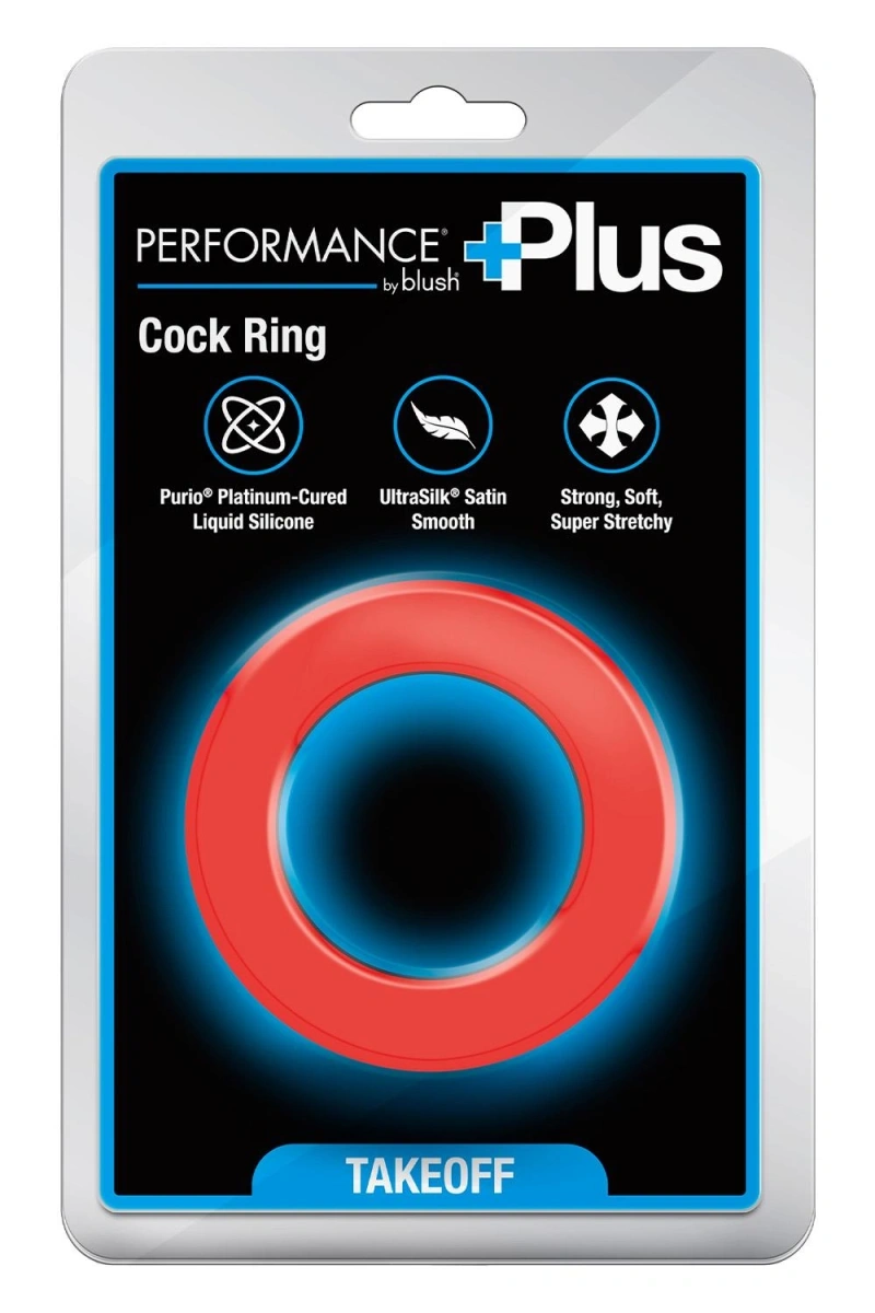 Inel de Penis TakeOff Performance Plus, Silicon Lichid, Rosu/Negru, #14, Erotic24.ro