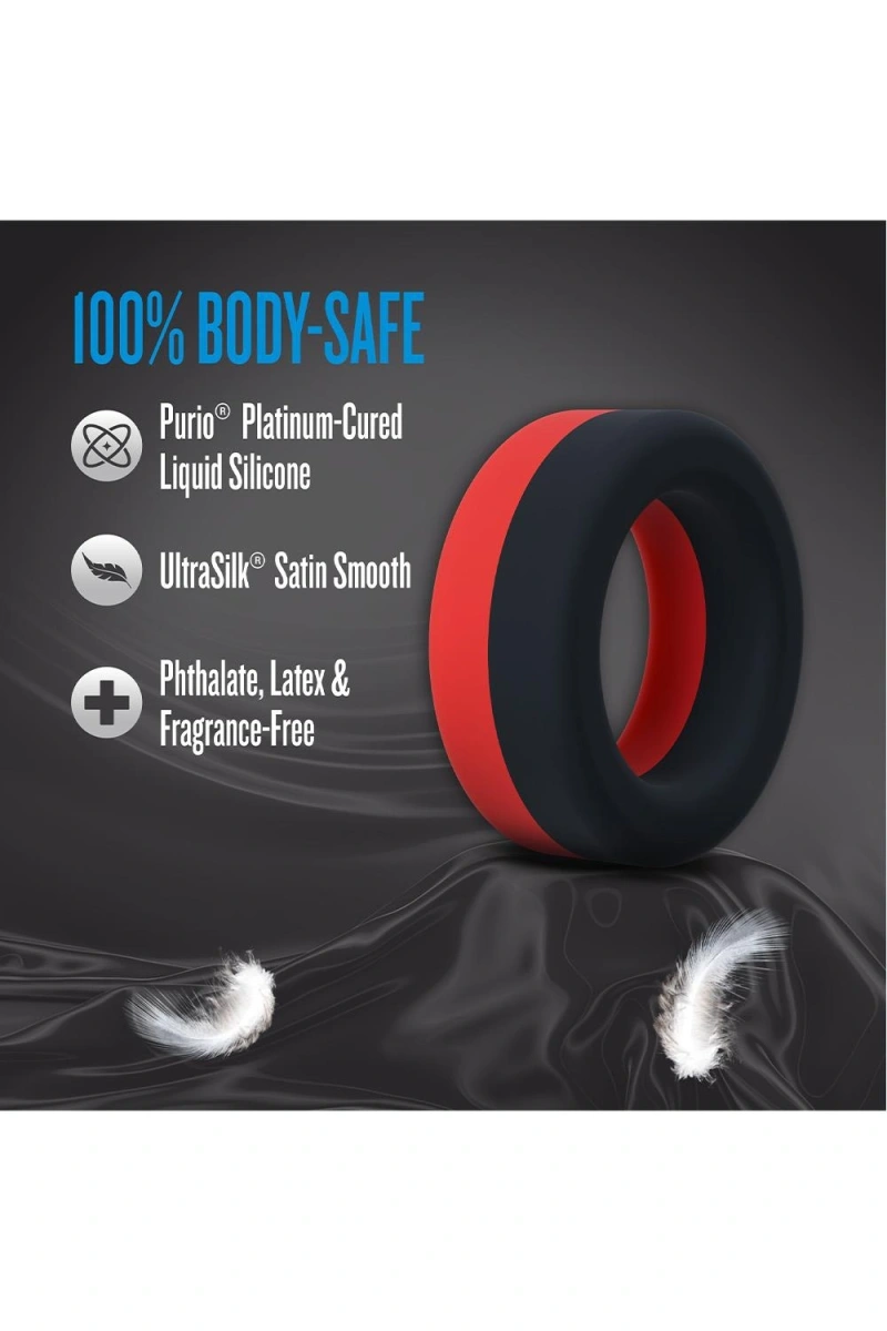 Inel de Penis TakeOff Performance Plus, Silicon Lichid, Rosu/Negru, #12, Erotic24.ro