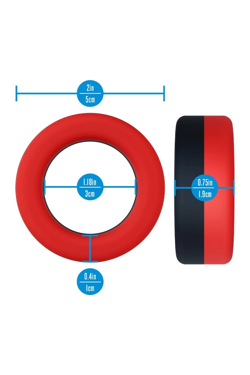 Inel de Penis TakeOff Performance Plus, Silicon Lichid, Rosu/Negru, #7, Erotic24.ro