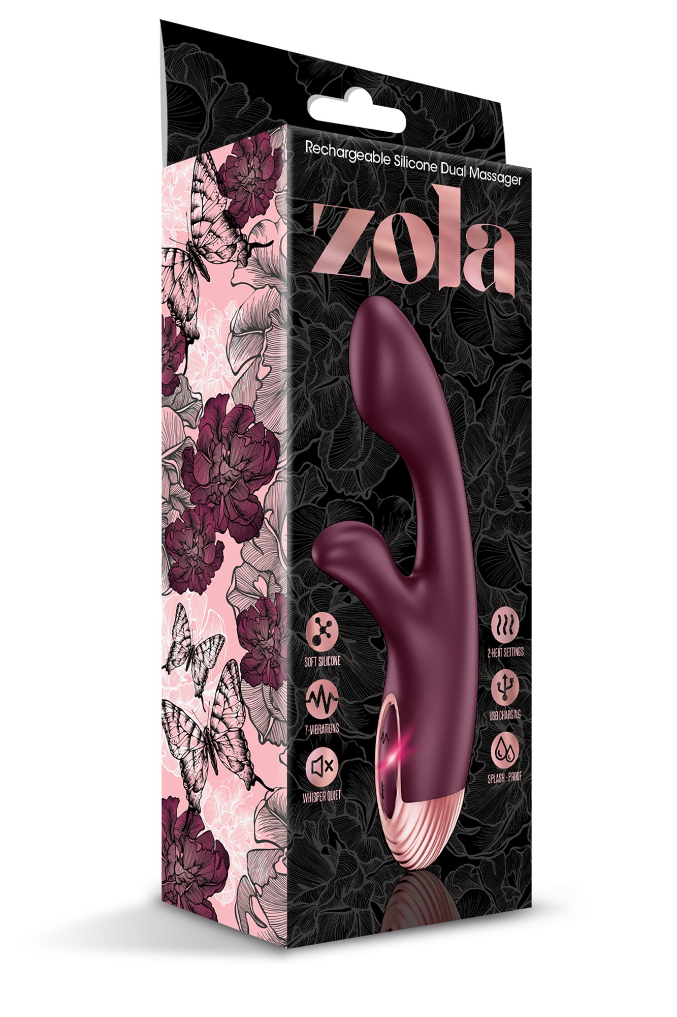 Vibrator Rabbit Zola 7 Moduri Vibratii, Functie Incalzire, Silicon, USB, Burgundy, 18.4 cm, #4, Erotic24.ro