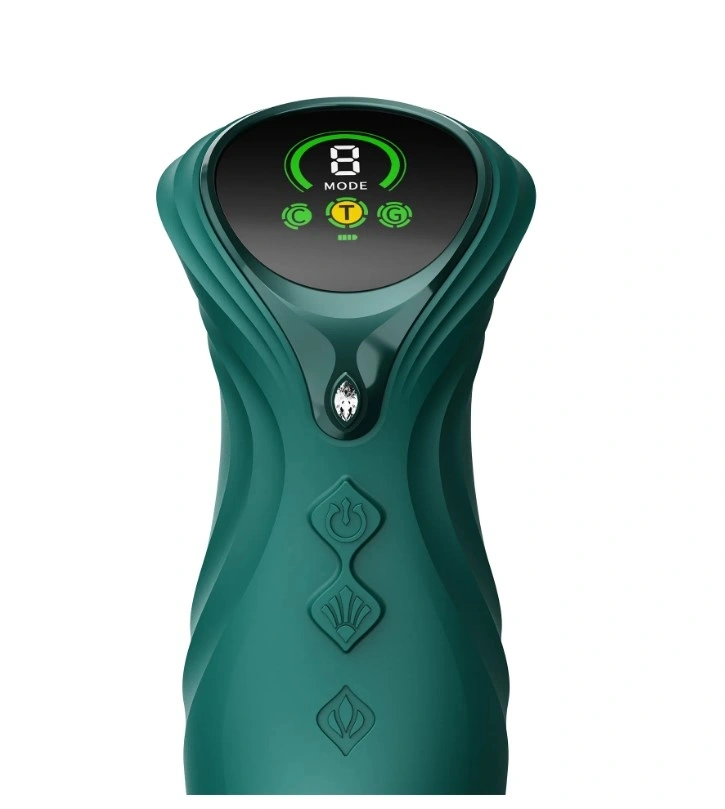 Vibrator Rabbit Mose 2 Thruster+Heating, App Control, Silicon, USB Magnetic, Verde, 25.8 cm, #5, Erotic24.ro