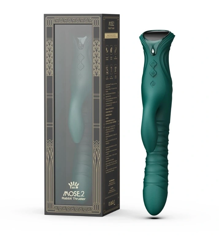 Vibrator Rabbit Mose 2 Thruster+Heating, App Control, Silicon, USB Magnetic, Verde, 25.8 cm, #6, Erotic24.ro