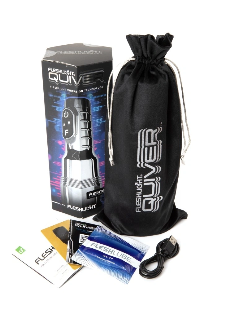 Masturbator cu Vibratii Fleshlight Quiver, Functie Incalzire, TPE, USB, Argintiu, 25.5 cm, #4, Erotic24.ro