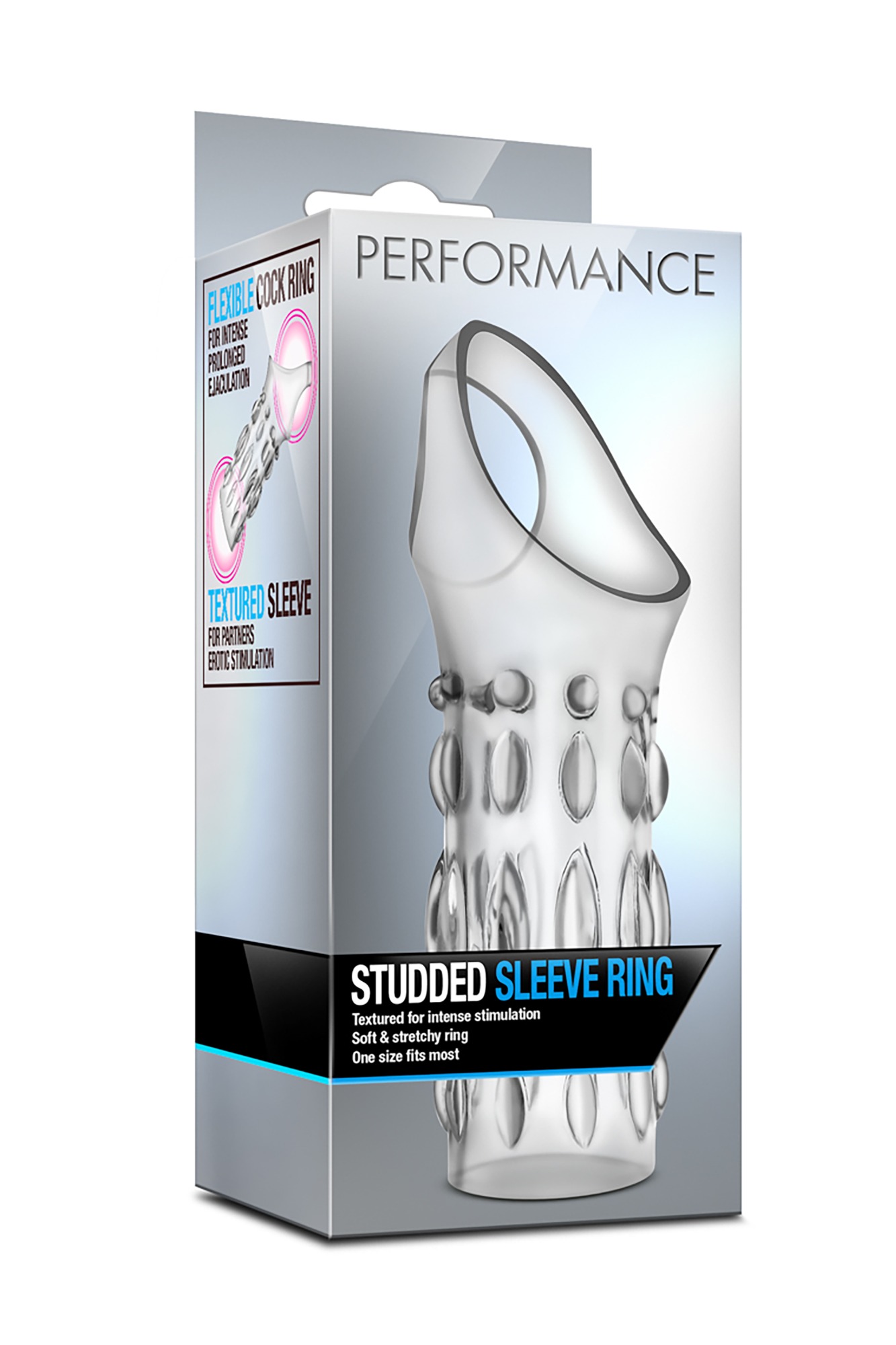 Manson Performance Studded Sleeve Ring, TPE, Transparent, 10.7 cm, #4, Erotic24.ro