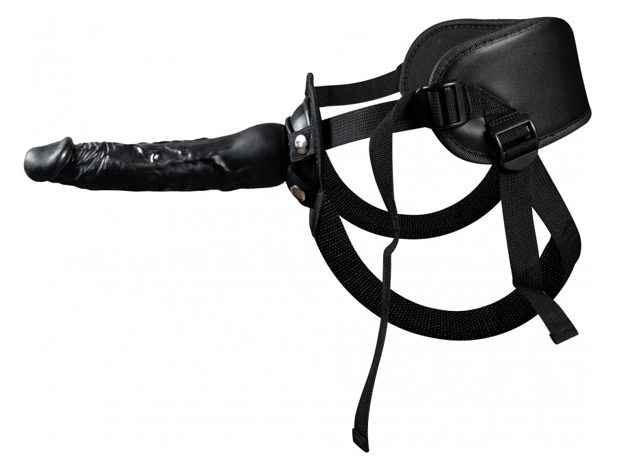 Strap-on Rocky cu Dildo Realist, PVC, Negru, 24 cm, Nr. 2, Erotic24.ro