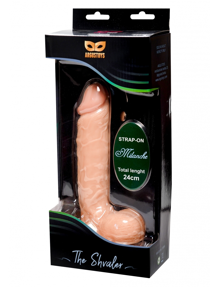Strap-on Milanche cu Dildo Realist, PVC, Natural, 24 cm, #3, Erotic24.ro