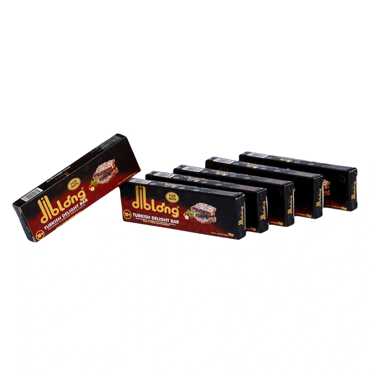 Set 6 bucati-Supliment alimentar  DIBLONG Turkish Delight Bar pentru barbati pe baza de rahat turcesc, cu plante care sustin sanatatea sexuala si functia de reproducere, 6x30g, #2, Erotic24.ro