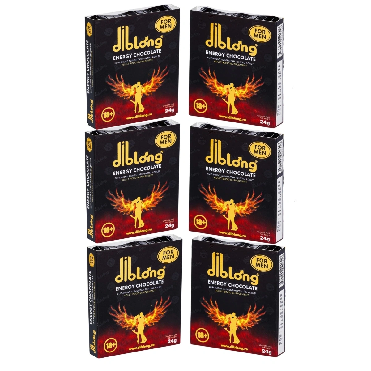 Set 6 bucati-Supliment alimentar Diblong Energy Chocolate pentru barbati pe baza de ciocolata, cu plante care sustin sanatatea sexuala si functia erectila, 6x24g, #2, Erotic24.ro