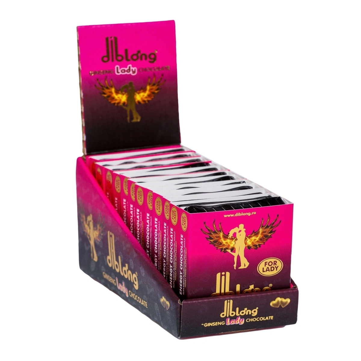 Set 12 bucati-Supliment alimentar Diblong Energy Chocolate pentru femei pe baza de ciocolata, cu plante care sustin sanatatea sexuala si recapatarea energiei, 12 x 24g, #3, Erotic24.ro