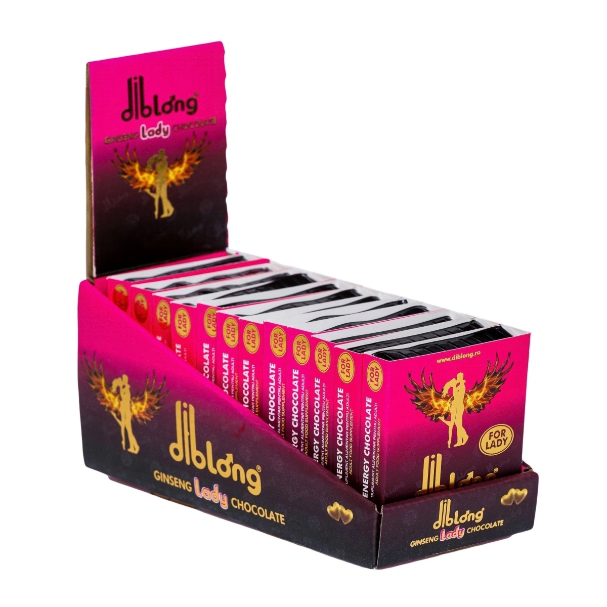 Set 12 bucati-Supliment alimentar Diblong Energy Chocolate pentru femei pe baza de ciocolata, cu plante care sustin sanatatea sexuala si recapatarea energiei, 12 x 24g, #7, Erotic24.ro