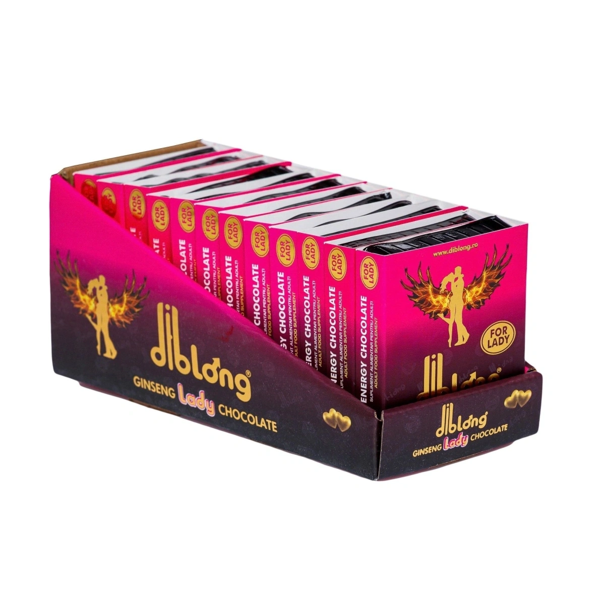 Set 12 bucati-Supliment alimentar Diblong Energy Chocolate pentru femei pe baza de ciocolata, cu plante care sustin sanatatea sexuala si recapatarea energiei, 12 x 24g, #4, Erotic24.ro