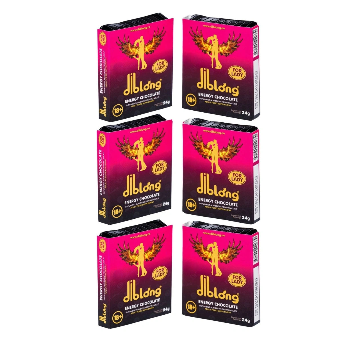 Set 6 bucati-Supliment alimentar Diblong Energy Chocolate pentru femei pe baza de ciocolata, cu plante care sustin sanatatea sexuala si recapatarea energiei, 6 x 24g, #3, Erotic24.ro