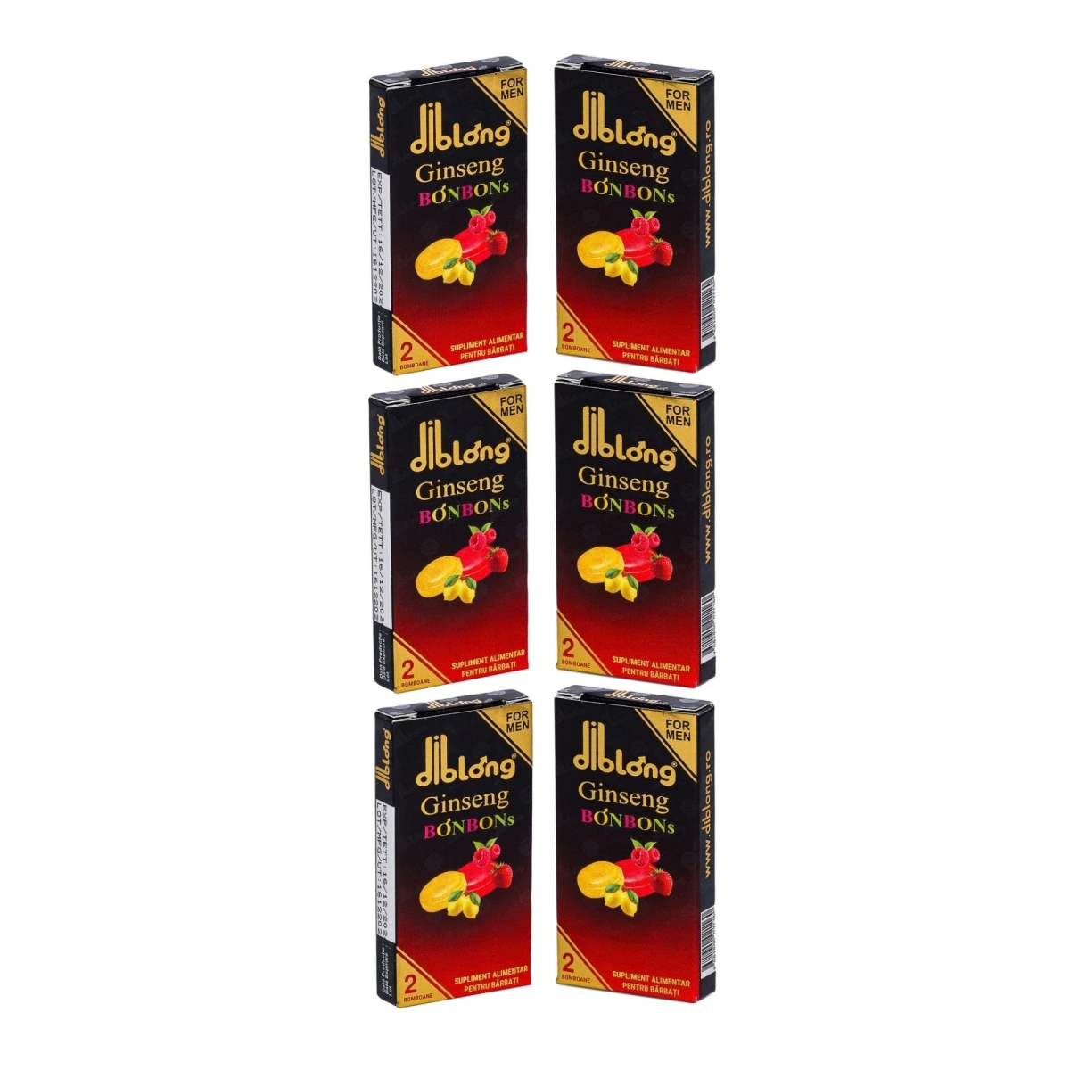 Set 6 bucati-Supliment alimentar Diblong Ginseng Bonbons pentru barbati, bomboane cu ingrediente naturale ce sustin sanatatea sexuala si functia erectila, 6 cutii x 2 buc, #2, Erotic24.ro