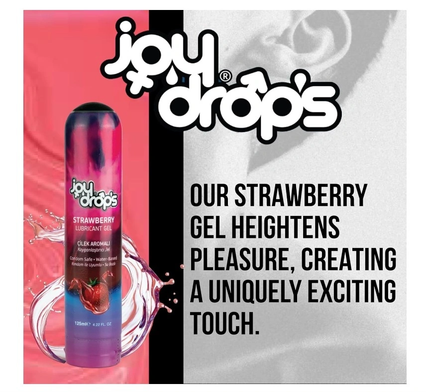 Lubrifiant JoyDrops Aroma Capsuni, pe Baza de Apa, 125 ml, #4, Erotic24.ro