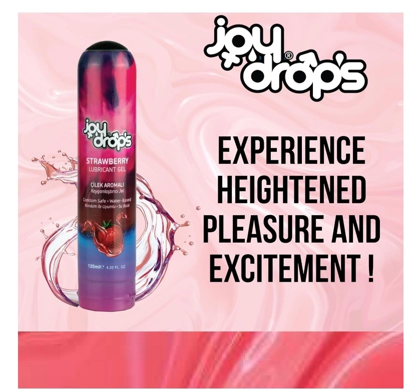 Lubrifiant JoyDrops Aroma Capsuni, pe Baza de Apa, 125 ml, #2, Erotic24.ro
