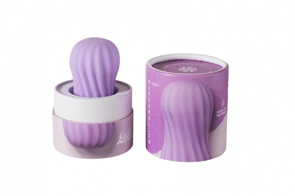 Masturbator Double-Side Marshmallow Lola, Soft TPE, Fuzzy-Violet , Nr. 6, Erotic24.ro