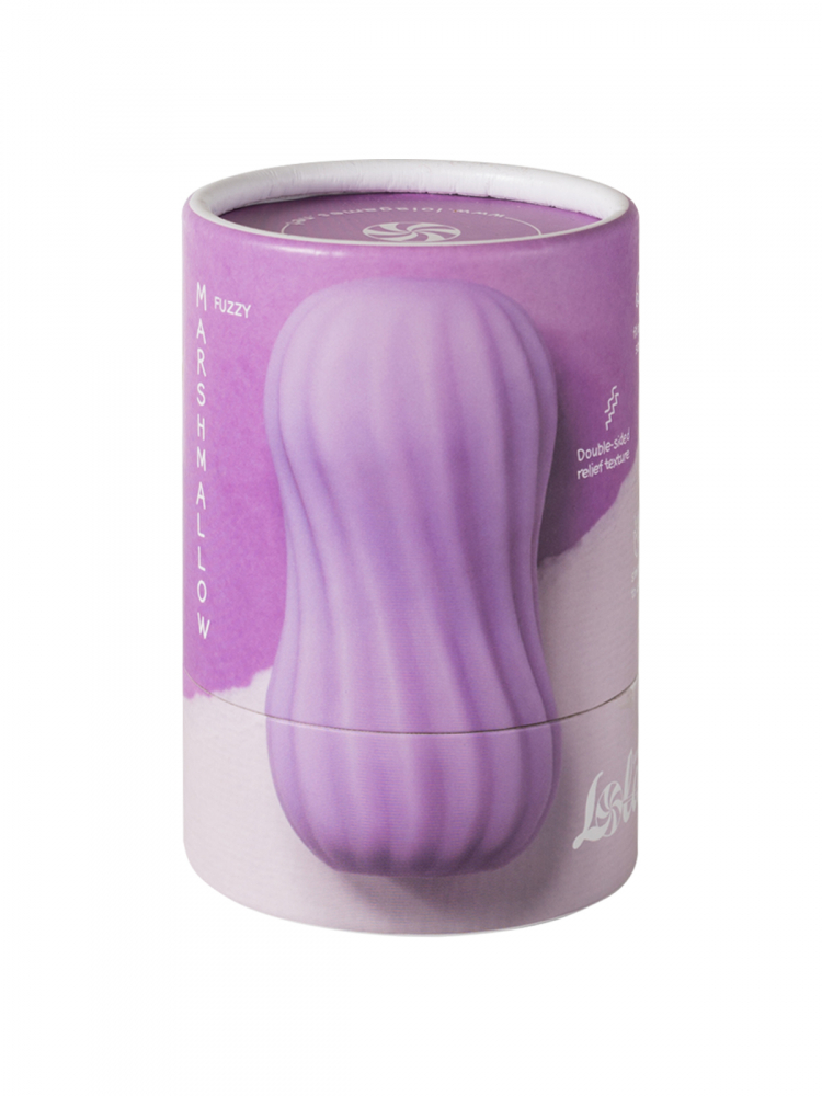 Masturbator Double-Side Marshmallow Lola, Soft TPE, Fuzzy-Violet , Nr. 7, Erotic24.ro