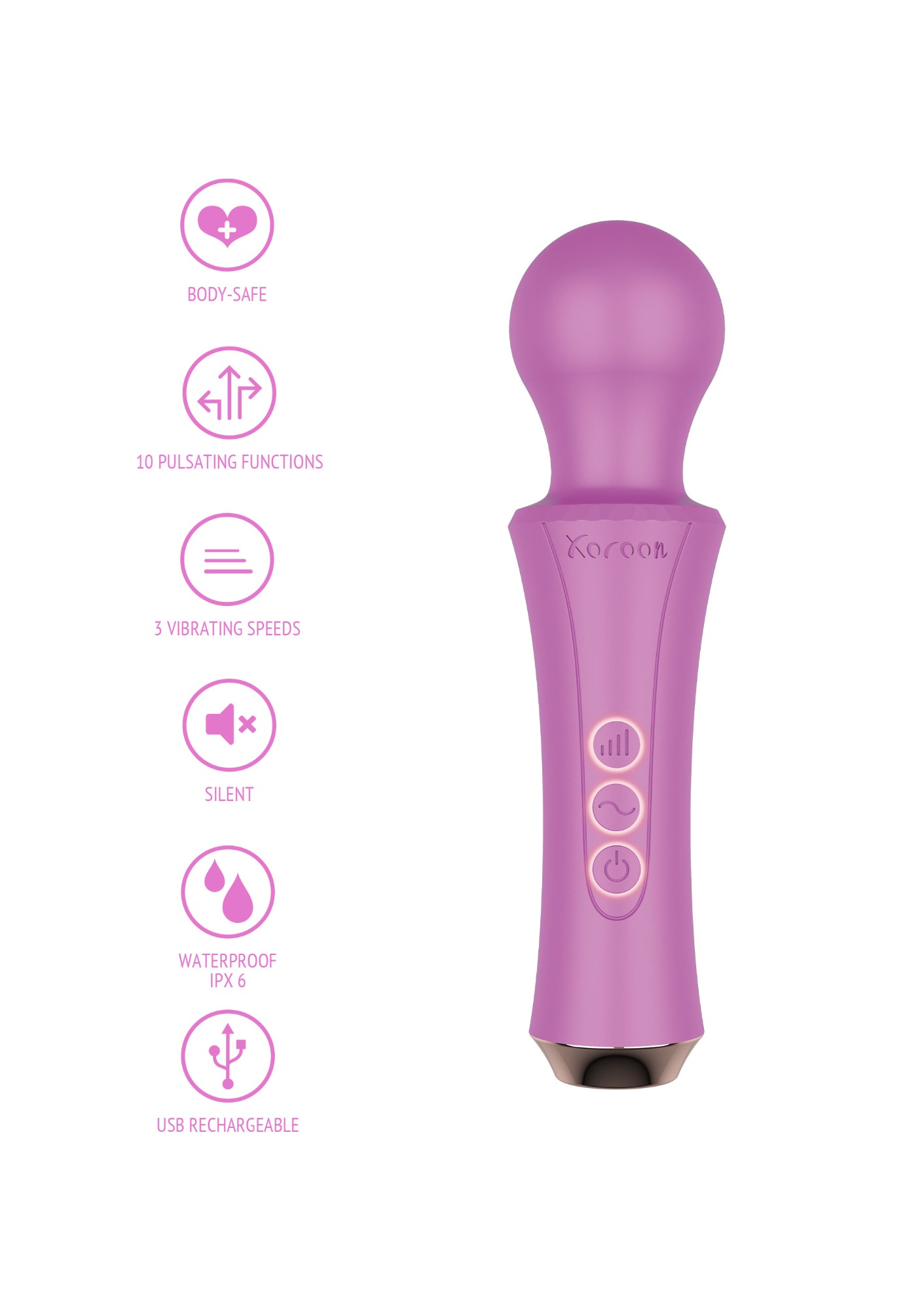 Vibrator The Personal Wand, 10 Moduri Vibratii, 3 Viteze, Silicon, USB, Roz, 18.5 cm, #6, Erotic24.ro