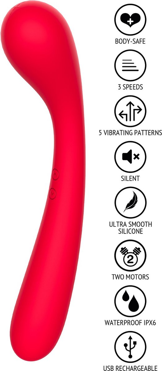 Vibrator Punctul G The Dash, 8 Moduri Stimulatoare, Silicon, USB, Rosu, 21.5 cm, #5, Erotic24.ro