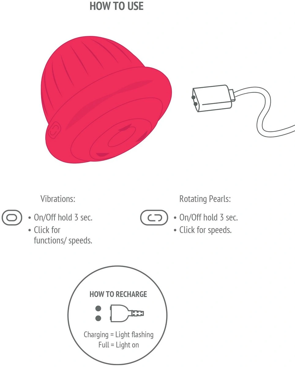 Stimulator Clitoris Xocoon Pearl Pulse Rotating and Vibrating, Silicon, USB, Rosu, 6.5 cm, #8, Erotic24.ro