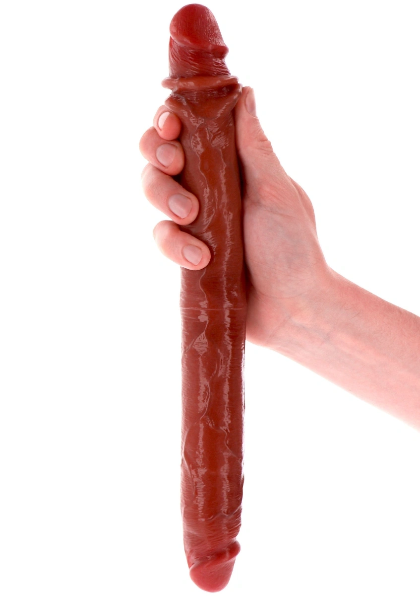 Dildo Dublu Realist Foreskin, Silicon Premium Strat Dublu, Natural, 35 cm, #2, Erotic24.ro