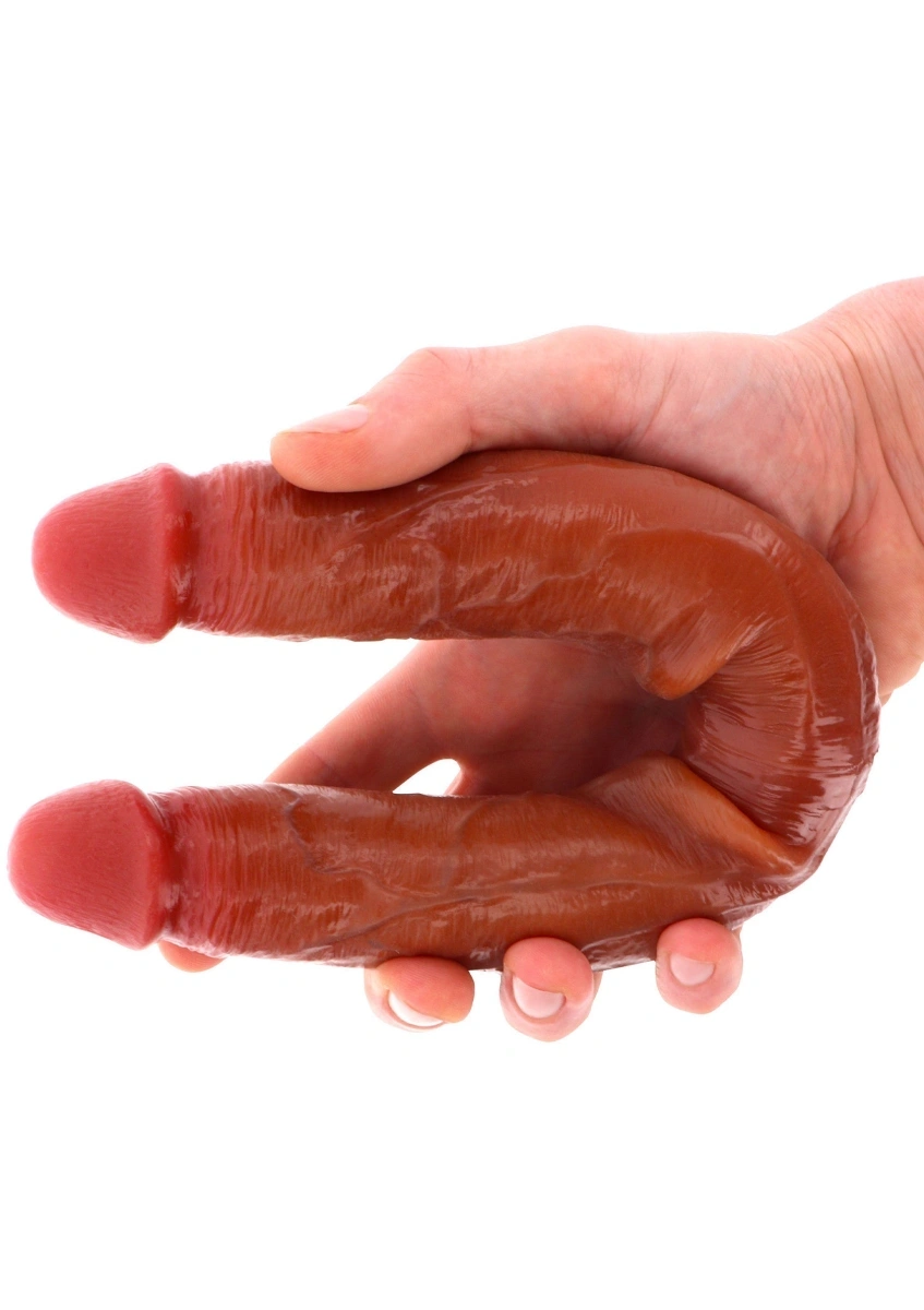 Dildo Dublu Realist Foreskin, Silicon Premium Strat Dublu, Natural, 35 cm, #1, Erotic24.ro