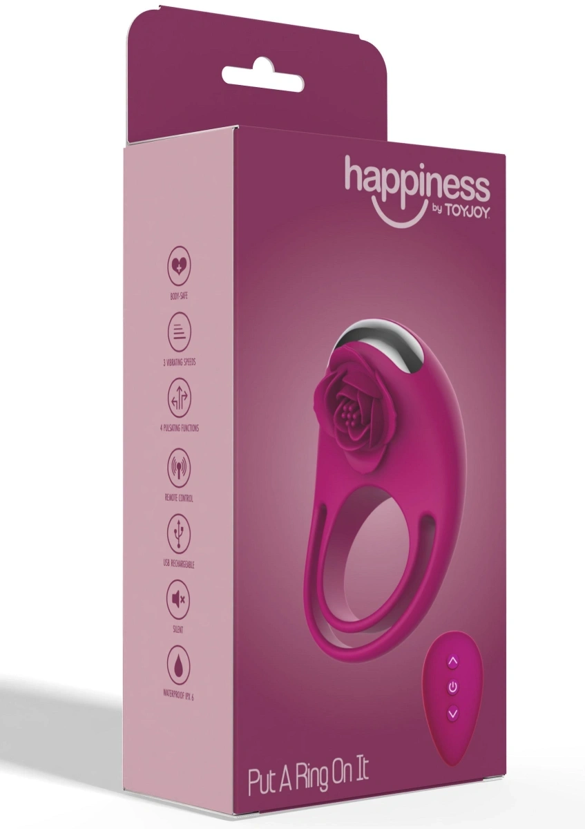 Inel de Penis Put a Ring On It, Remote Control, 7 Moduri Vibratii, Silicon, USB, Mov, 8.5 cm, Nr. 9, Erotic24.ro