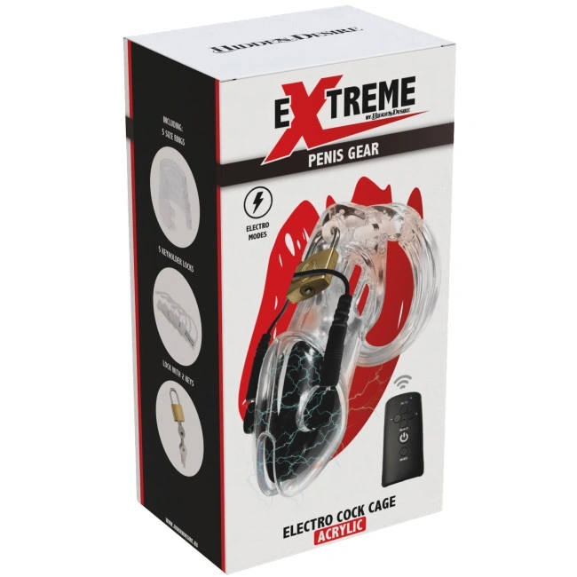 Cusca de Castitate Electro Cock Cage, Remote Control, Negru, Nr. 9, Erotic24.ro