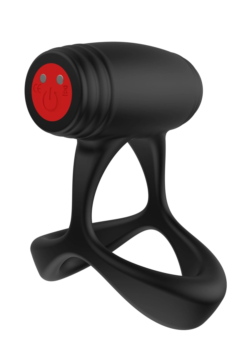 Inel de Penis Optima Cross Expert C-Ring, 10 Moduri Vibratii, Silicon, USB Magnetic, Negru, #1, Erotic24.ro