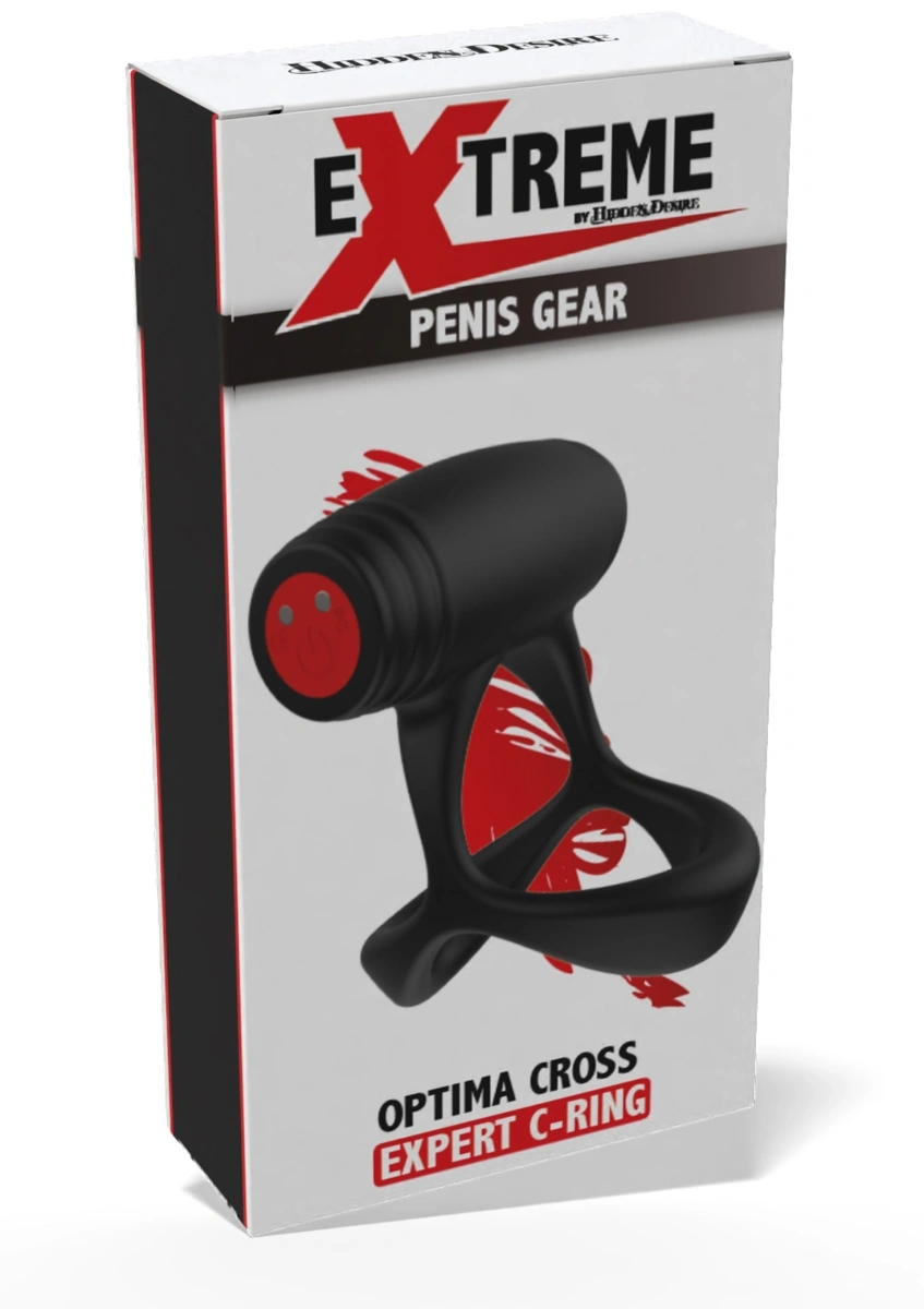 Inel de Penis Optima Cross Expert C-Ring, 10 Moduri Vibratii, Silicon, USB Magnetic, Negru, #8, Erotic24.ro