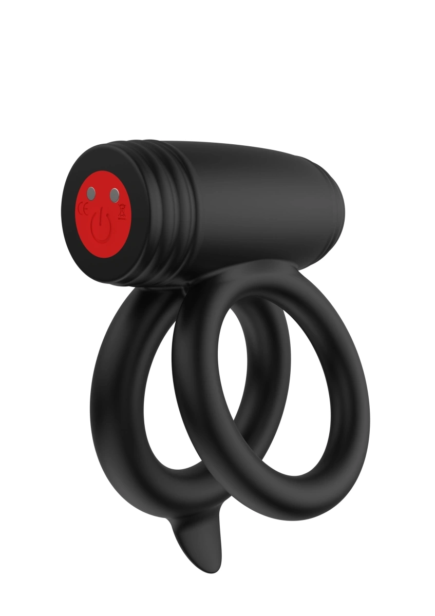 Inel de Penis Elite Power Twin C-Ring, 10 Moduri Vibratii, Silicon, USB Magnetic, Negru, Nr. 1, Erotic24.ro