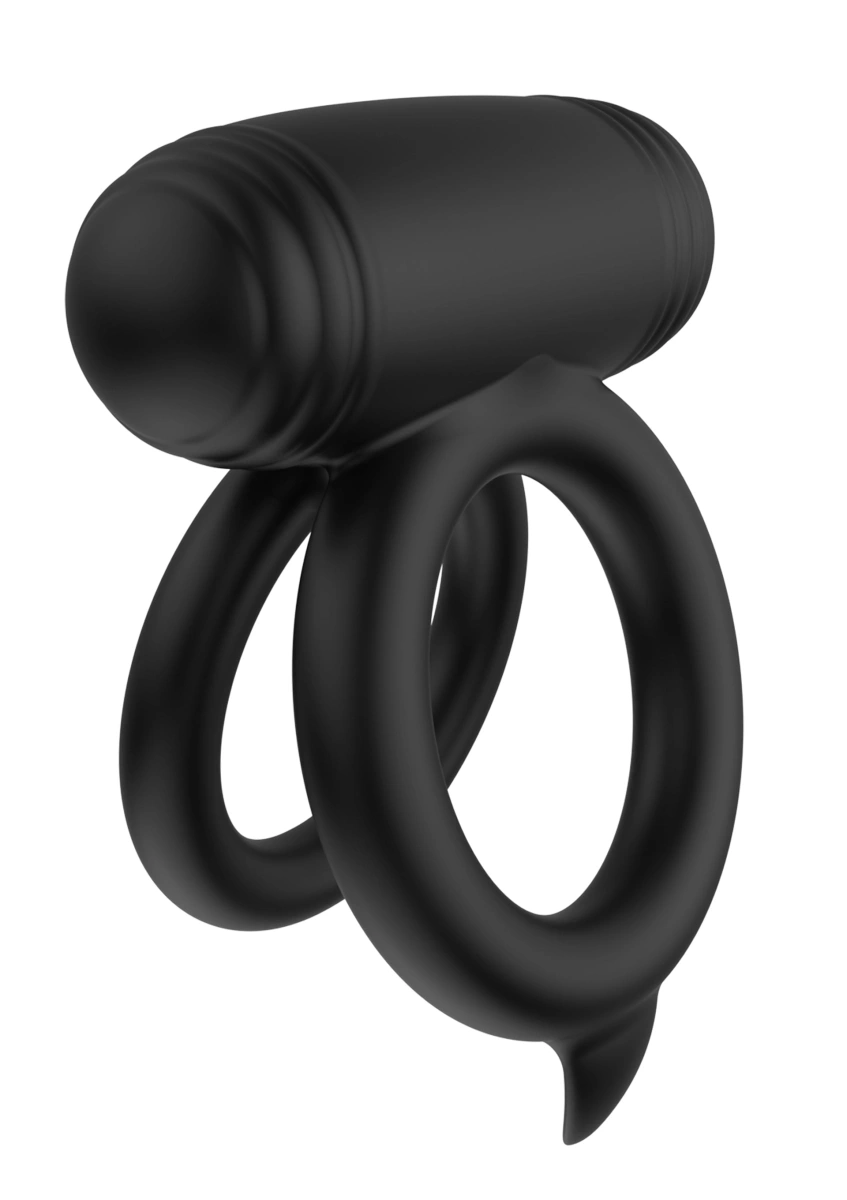 Inel de Penis Elite Power Twin C-Ring, 10 Moduri Vibratii, Silicon, USB Magnetic, Negru, Nr. 2, Erotic24.ro