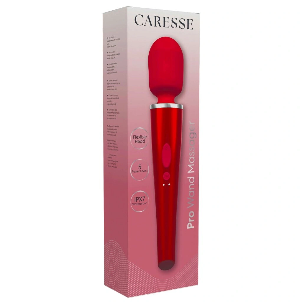 Vibrator Pro Wand Caresse, 5 Intensitati Vibratii, Silicon, USB, Rosu, 30 cm, #4, Erotic24.ro