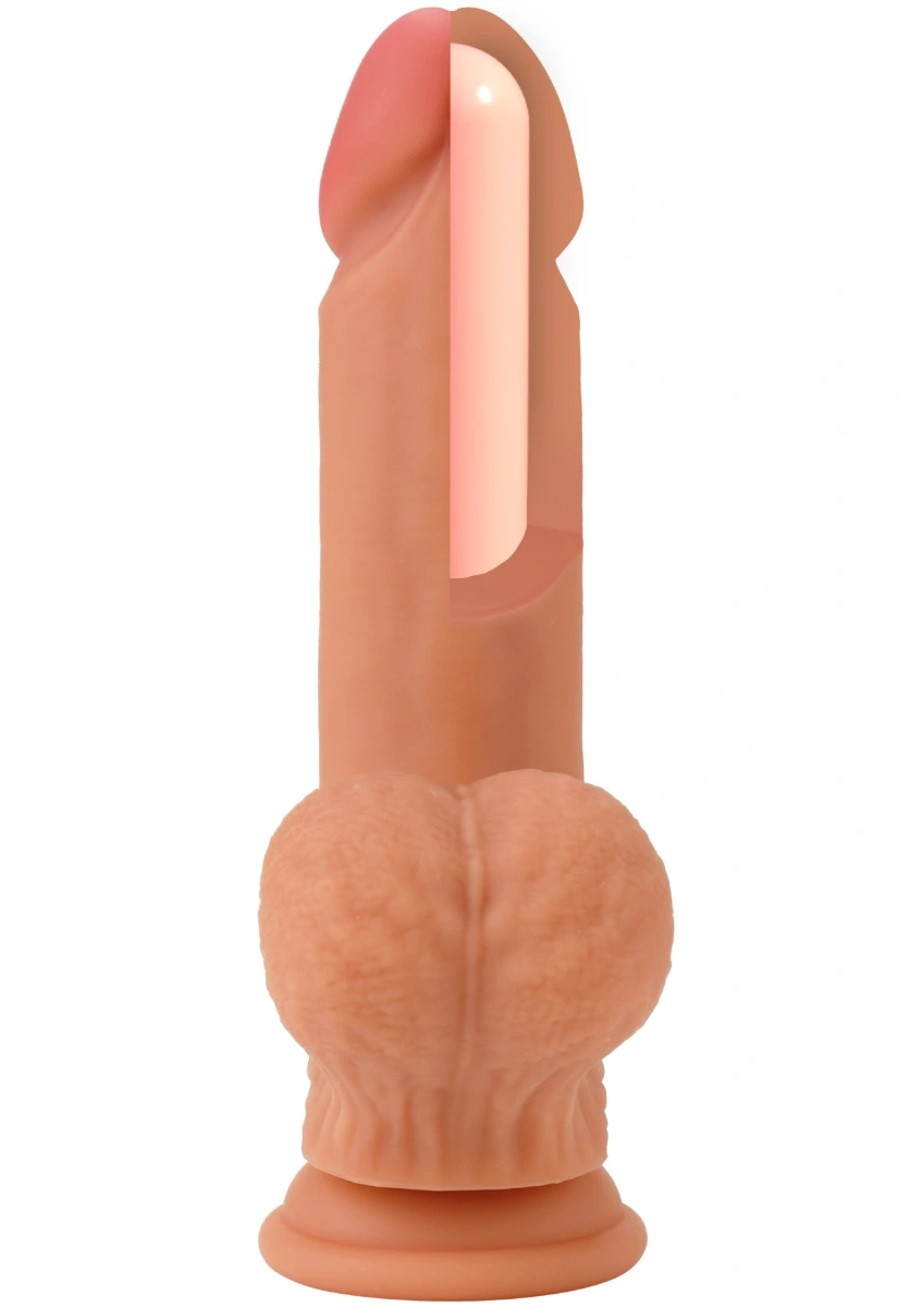 Dildo Realist Inferno Swinging Balls, Silicon Lichid Dubla Densitate, Natural, 21 cm, Nr. 4, Erotic24.ro