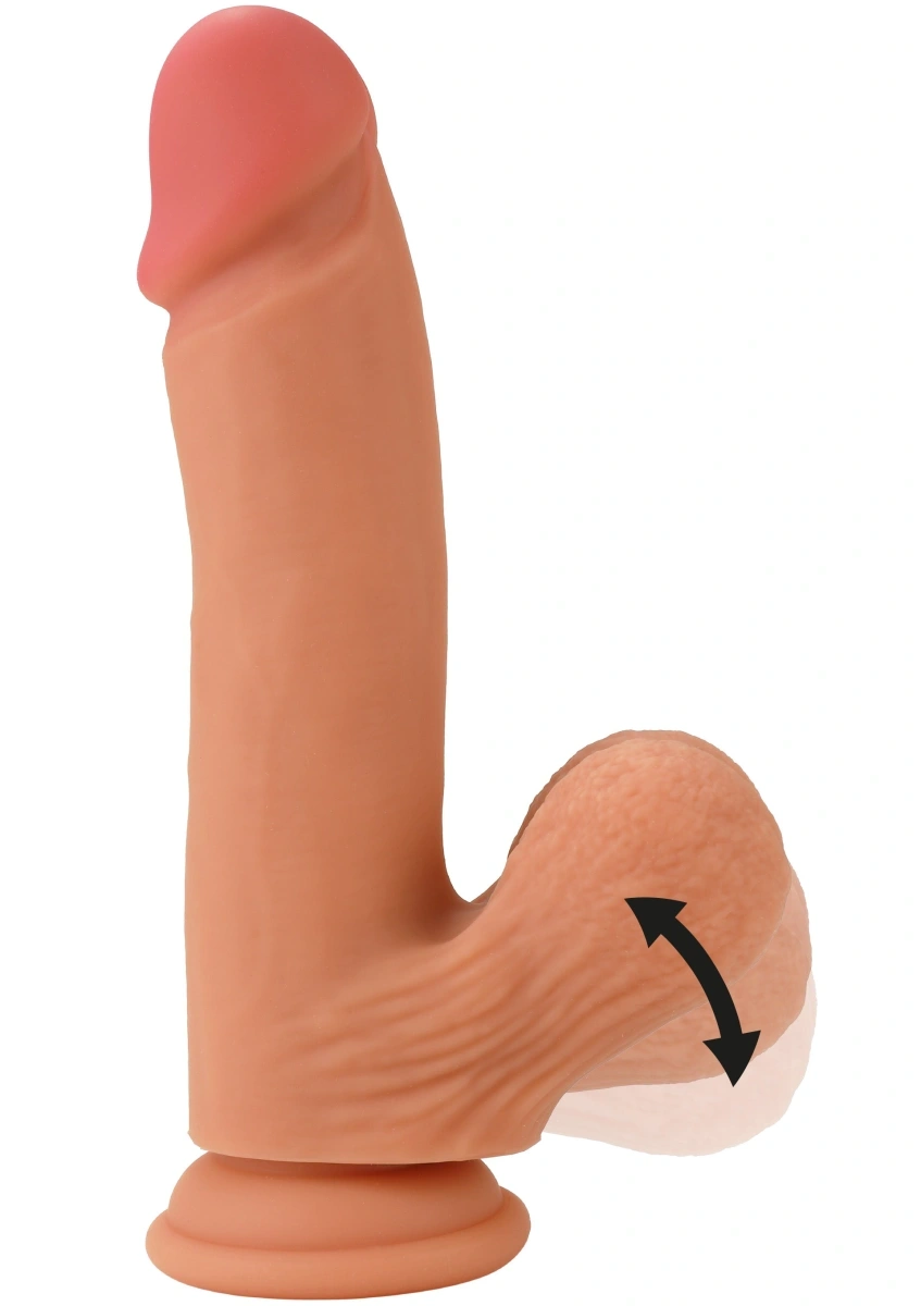 Dildo Realist Inferno Swinging Balls, Silicon Lichid Dubla Densitate, Natural, 21 cm, Nr. 1, Erotic24.ro