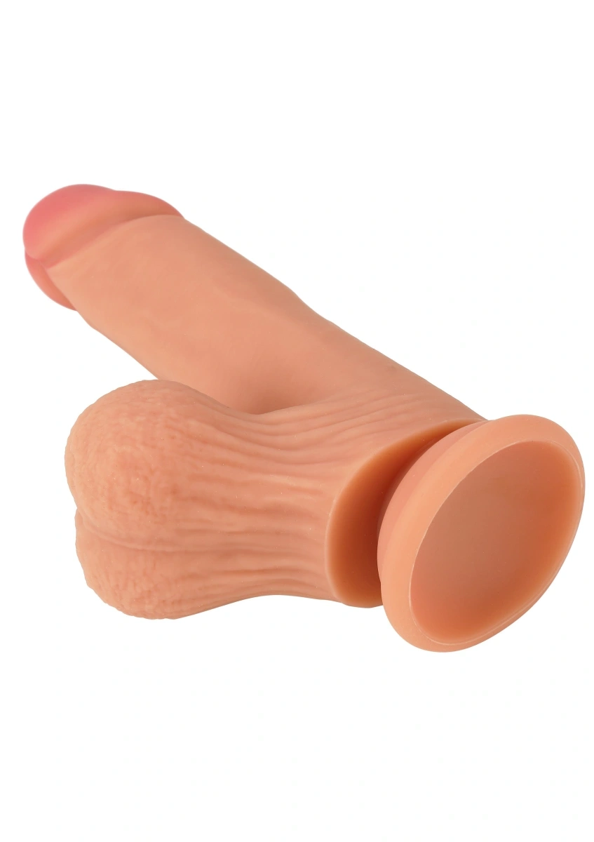 Dildo Realist Inferno Swinging Balls, Silicon Lichid Dubla Densitate, Natural, 21 cm, Nr. 7, Erotic24.ro