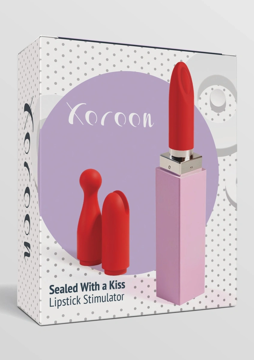 Vibrator Lipstick Sealed With A Kiss, 3 Capete Interschimbabile, Silicon, USB, Rosu, Nr. 11, Erotic24.ro