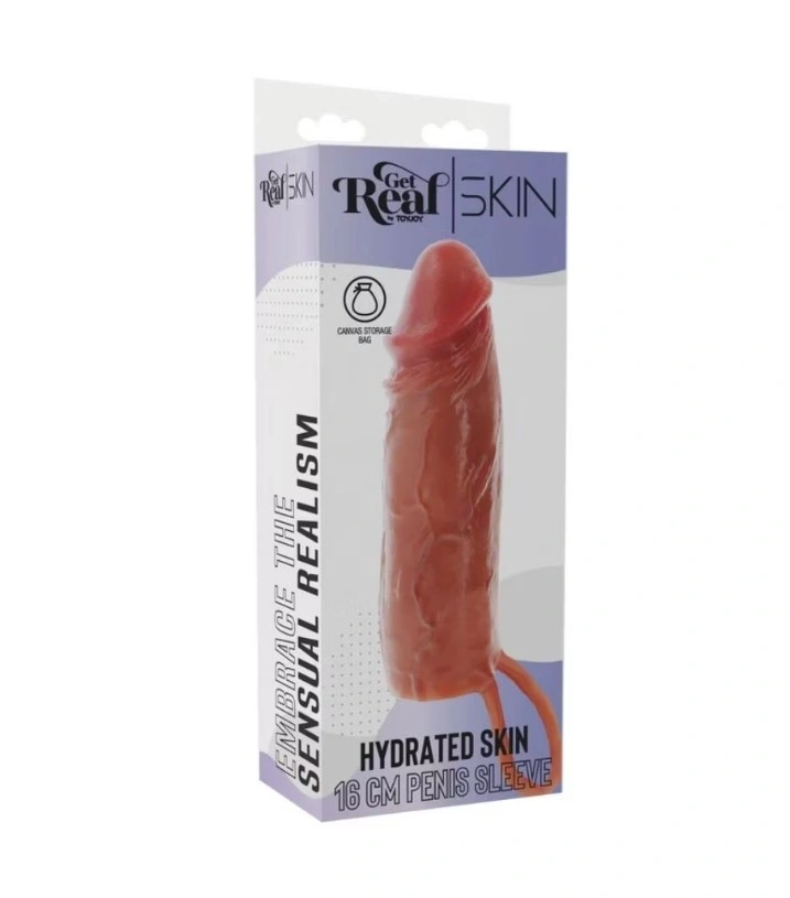 Prelungitor Penis Hydrated Skin Penis Sleeve, Silicon Dublu Strat, Natural, 16 cm, #4, Erotic24.ro